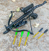 80lbs Self Cocking Pistol Crossbow Arrows Hunting Scope 3 Broadhead Arrows Package 225+FPS All Black